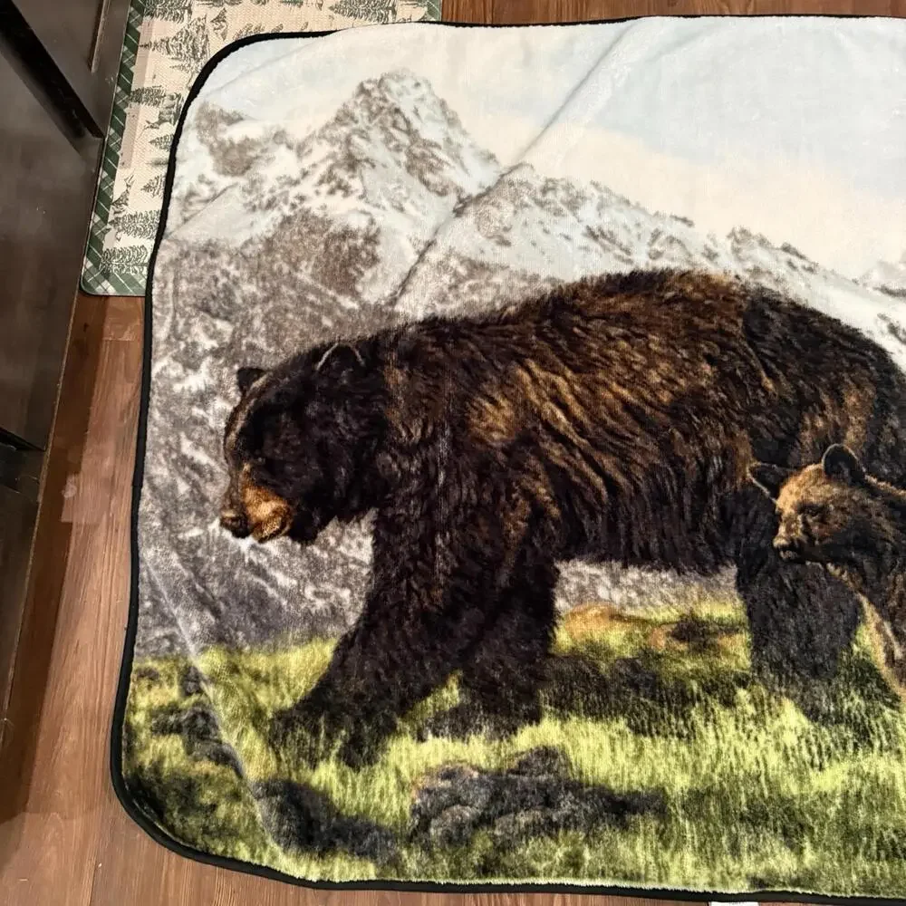 Vintage‎ Northwest Grizzly Bears Nature Throw Blanket On the Wild Side 60x50
